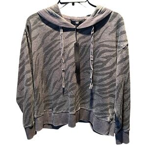 Jane and Delancey Gray Zebra Print Hoodie
